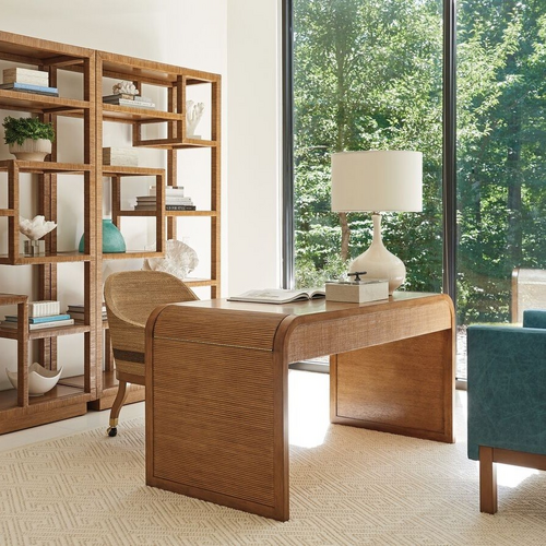 wooden ergonomic office chair with waterfall table for comfort and style and functionality