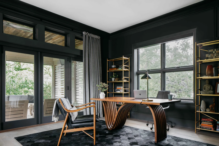 dark ambiance luxury home office space