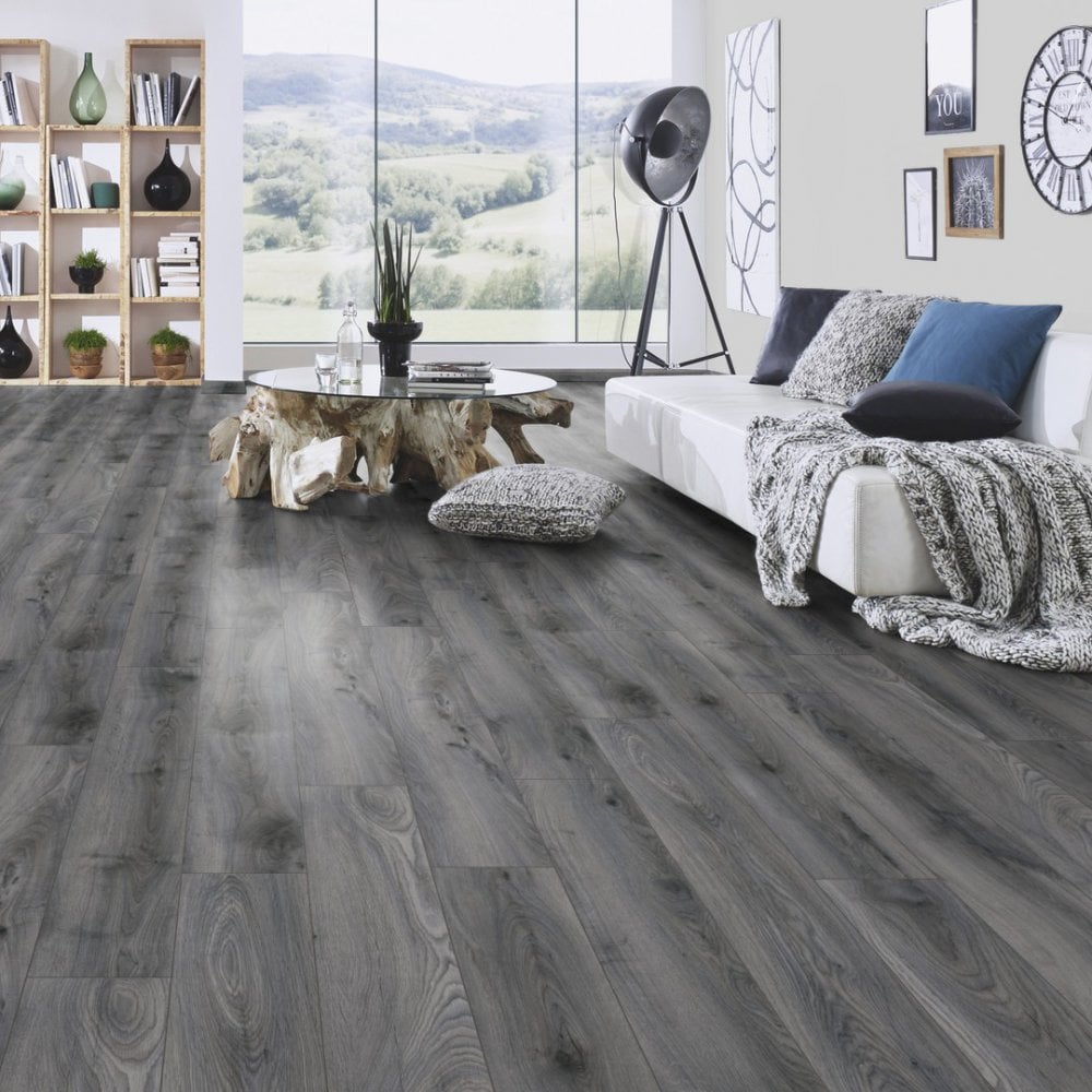Grey and Cool Flooring Living room