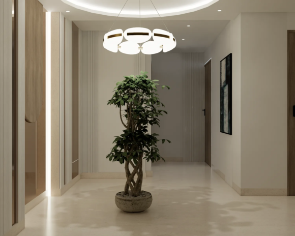 Entrance lobby wide view with cove lighting The Opaline Penthouse