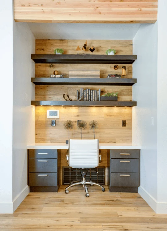 Add integrated led lighting small home office interior design ideas in Dubai by Euphoria Interiors