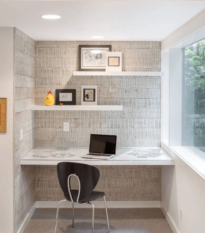 Add Textured Wall Panels Behind the Desk design working space
