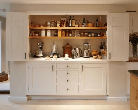 Bi-fold larder cupboard for storage