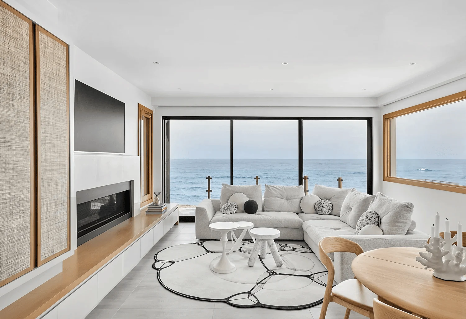 biomorphic interior design with curved furniture and organic forms