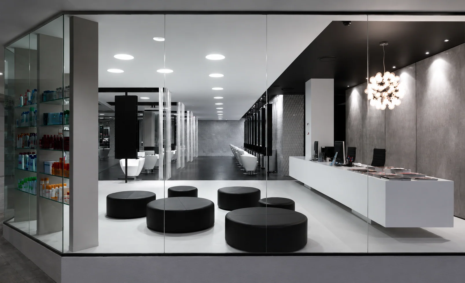 black theme showroom interior design service in dubai