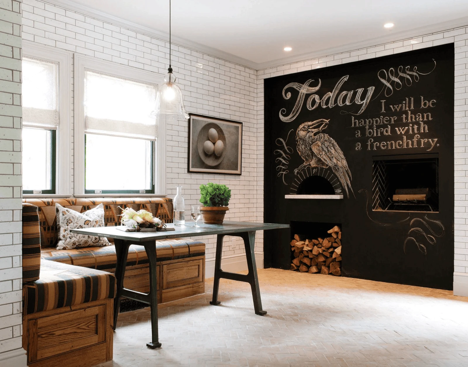 breakfast corner with feature wall