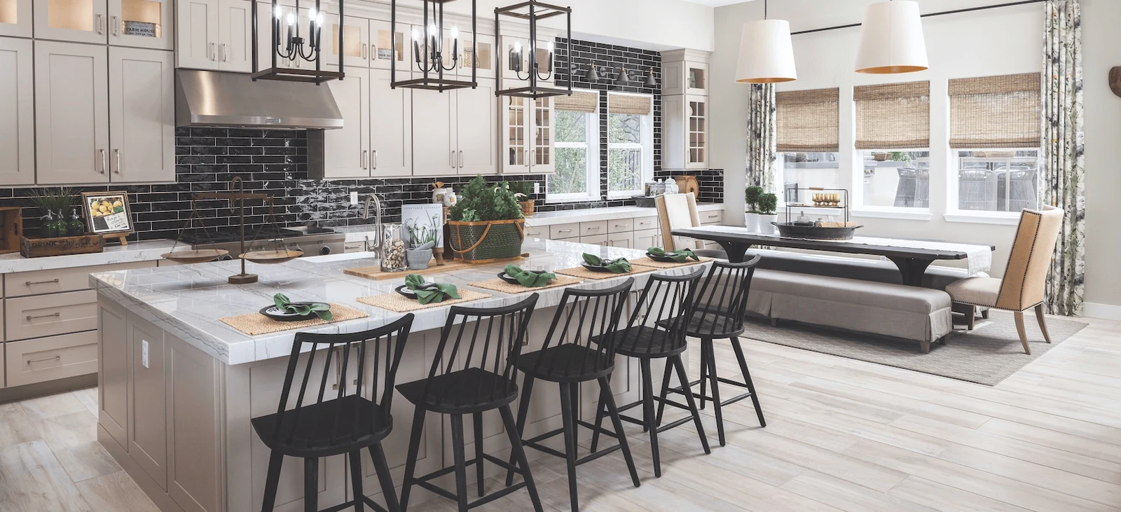 matching breakfast nook and kitchen