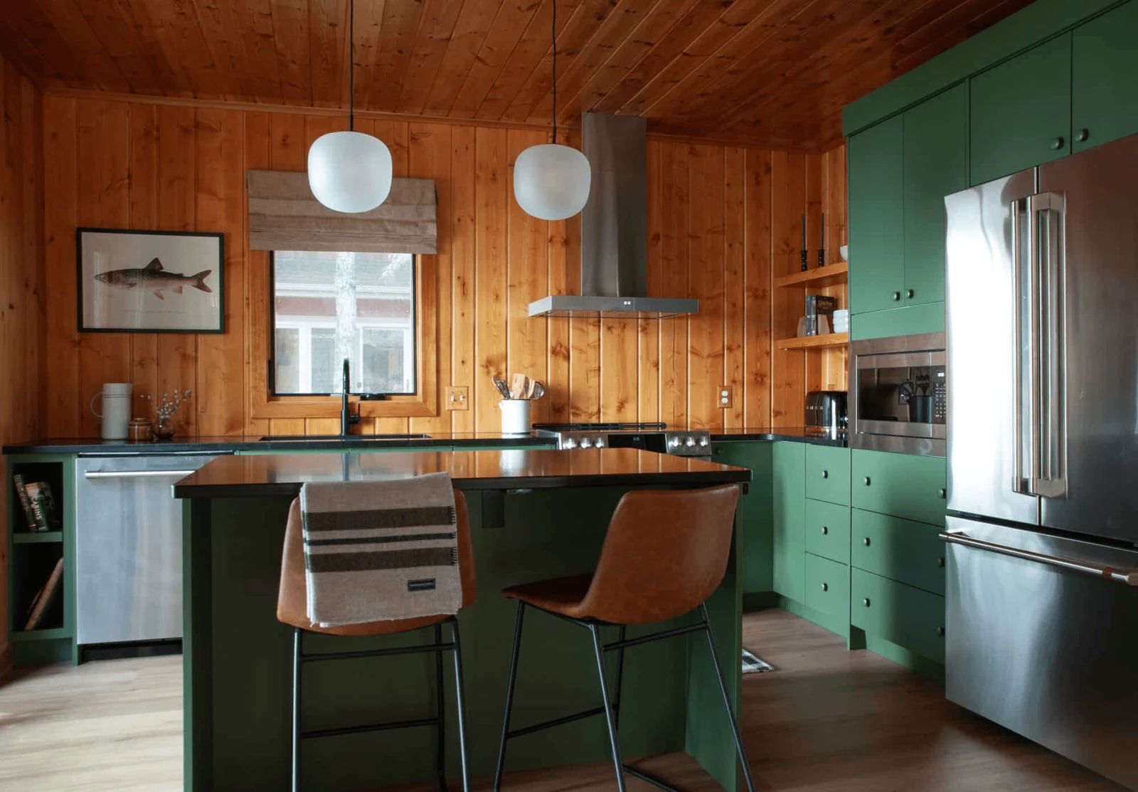 pull the color palette from the terrain around you cabin interior design