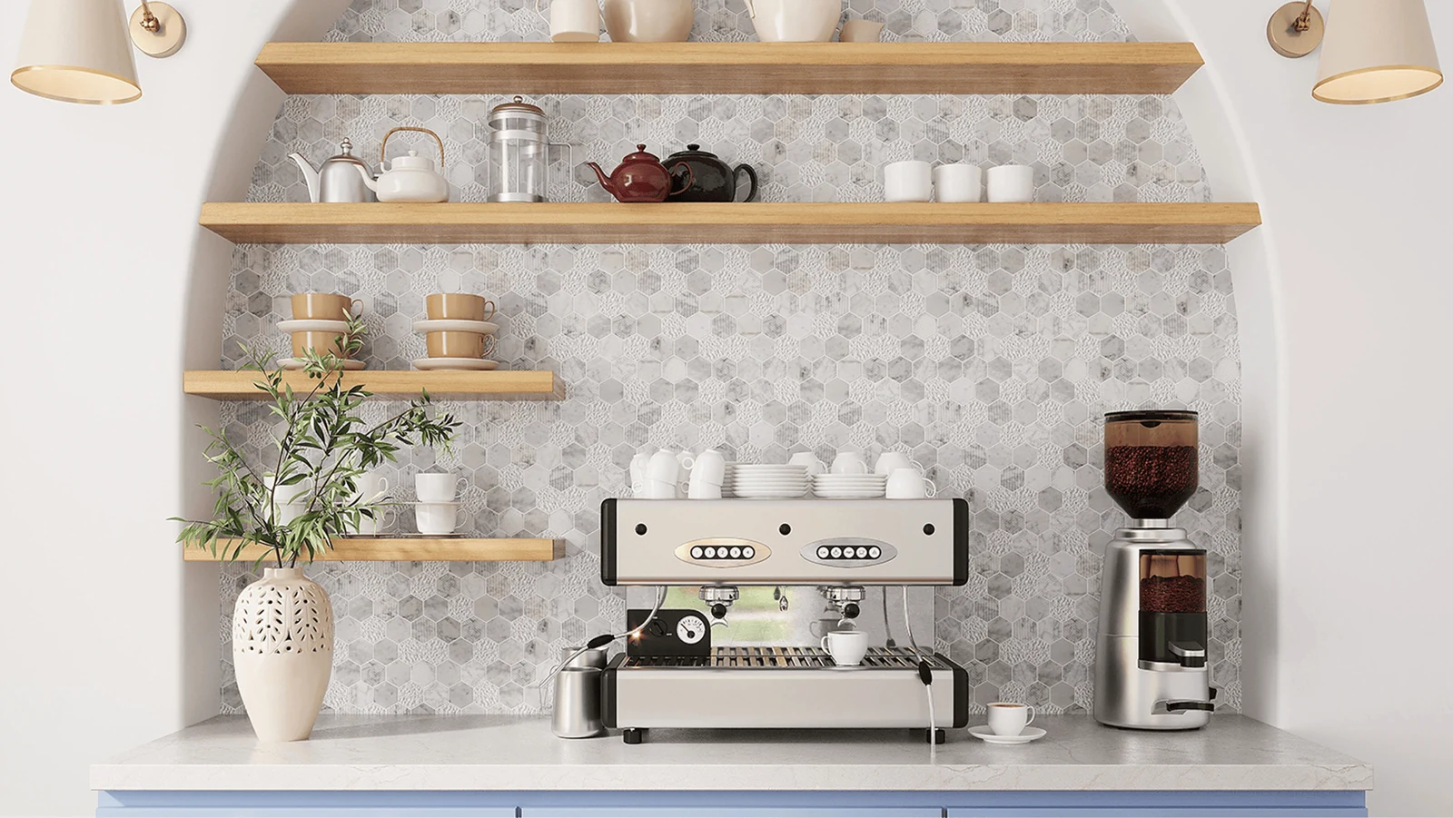 frame the coffee machine with tile