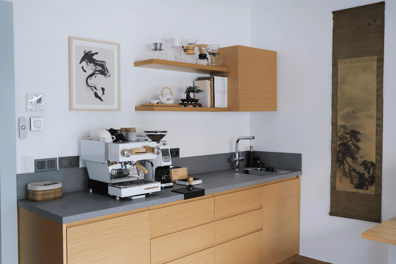keep the espresso setup tight and minimal coffee bar ideas