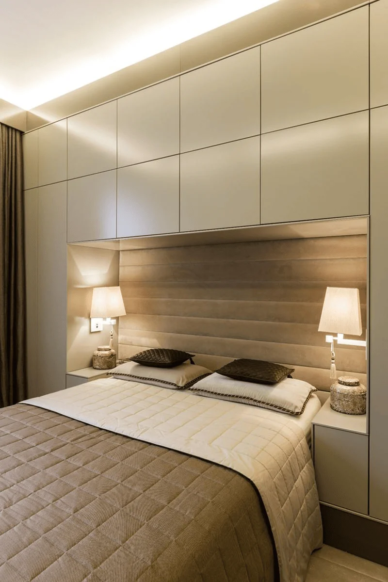 compact-bedroom-headboard-storage-bridge-design