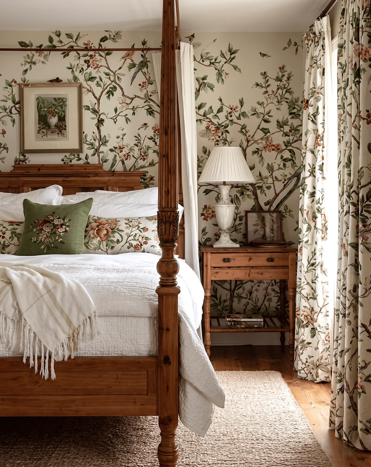 style a cottagecore bedroom around the bed first