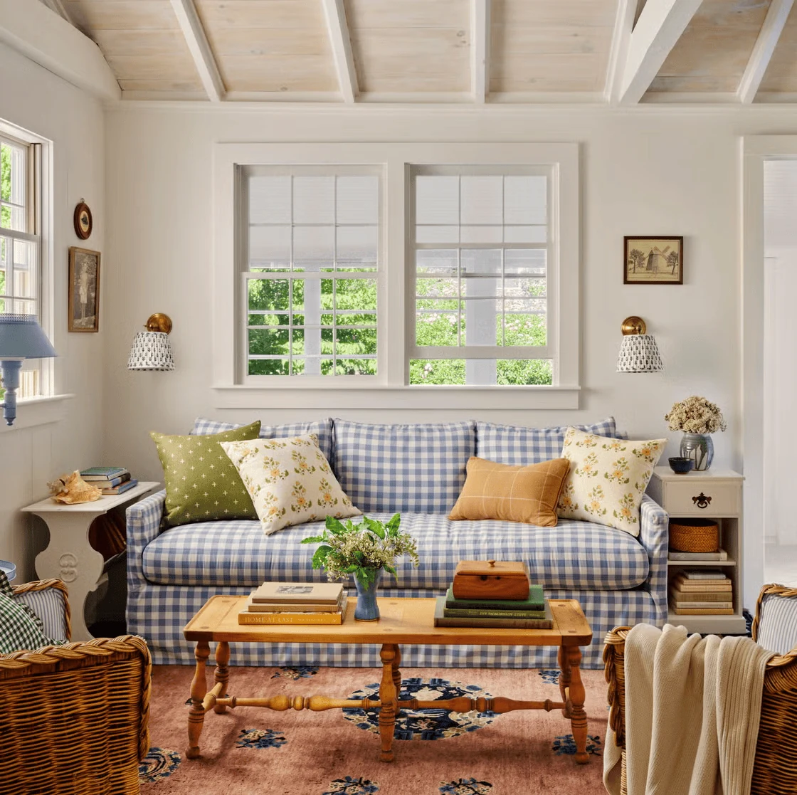 mix florals with checks stripes and gingham cottagecore style