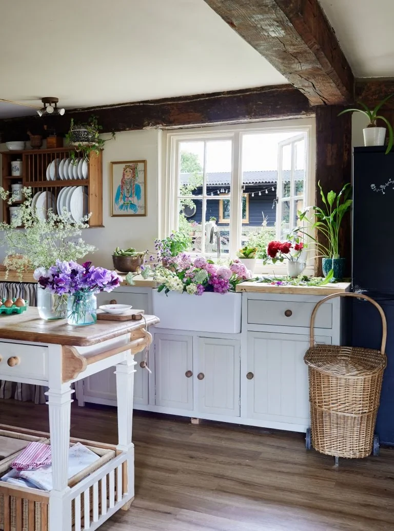 use painted furniture for a softer collected look cottagecore style