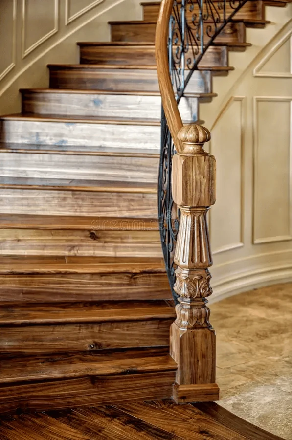 dark walnut stair handrail design for a richer interior