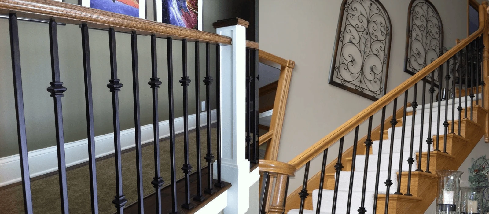decorative iron stair balusters adding a subtle feature to a staircase