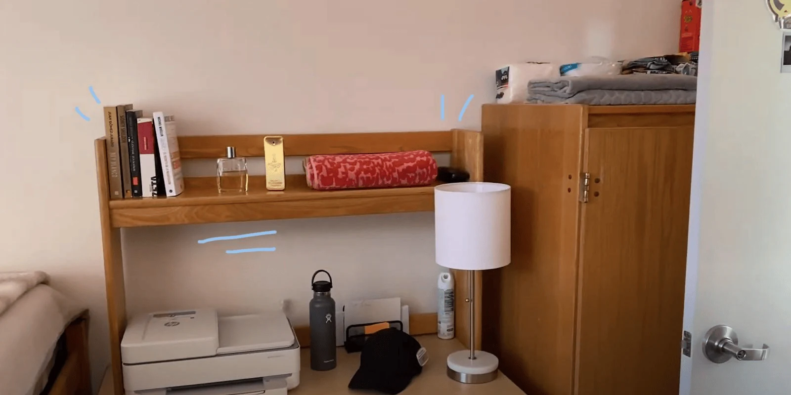 dorm room organizers with a bedside caddy for phone book and water bottle