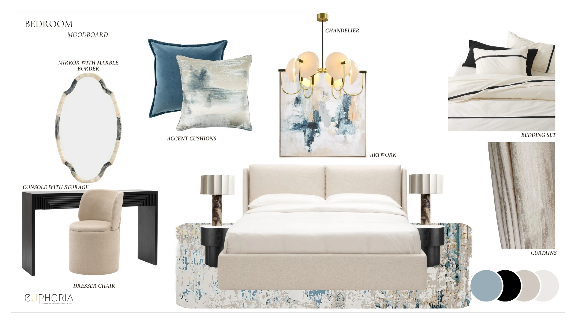 Eden House bedroom mood board for the 1BHK apartment design