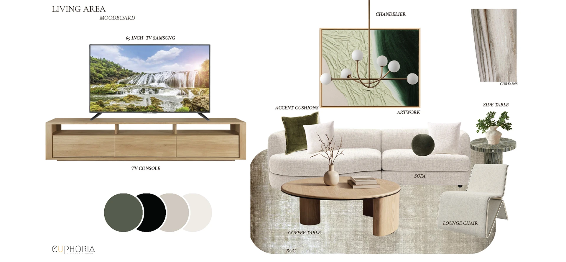 Eden House mood board showing materials for the apartment interior design