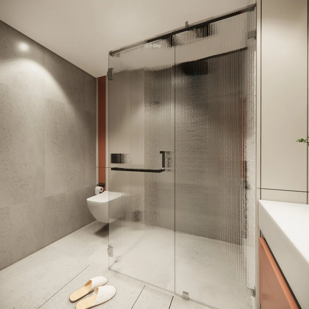 bathroom remodel ideas using fluted glass panels for shower privacy