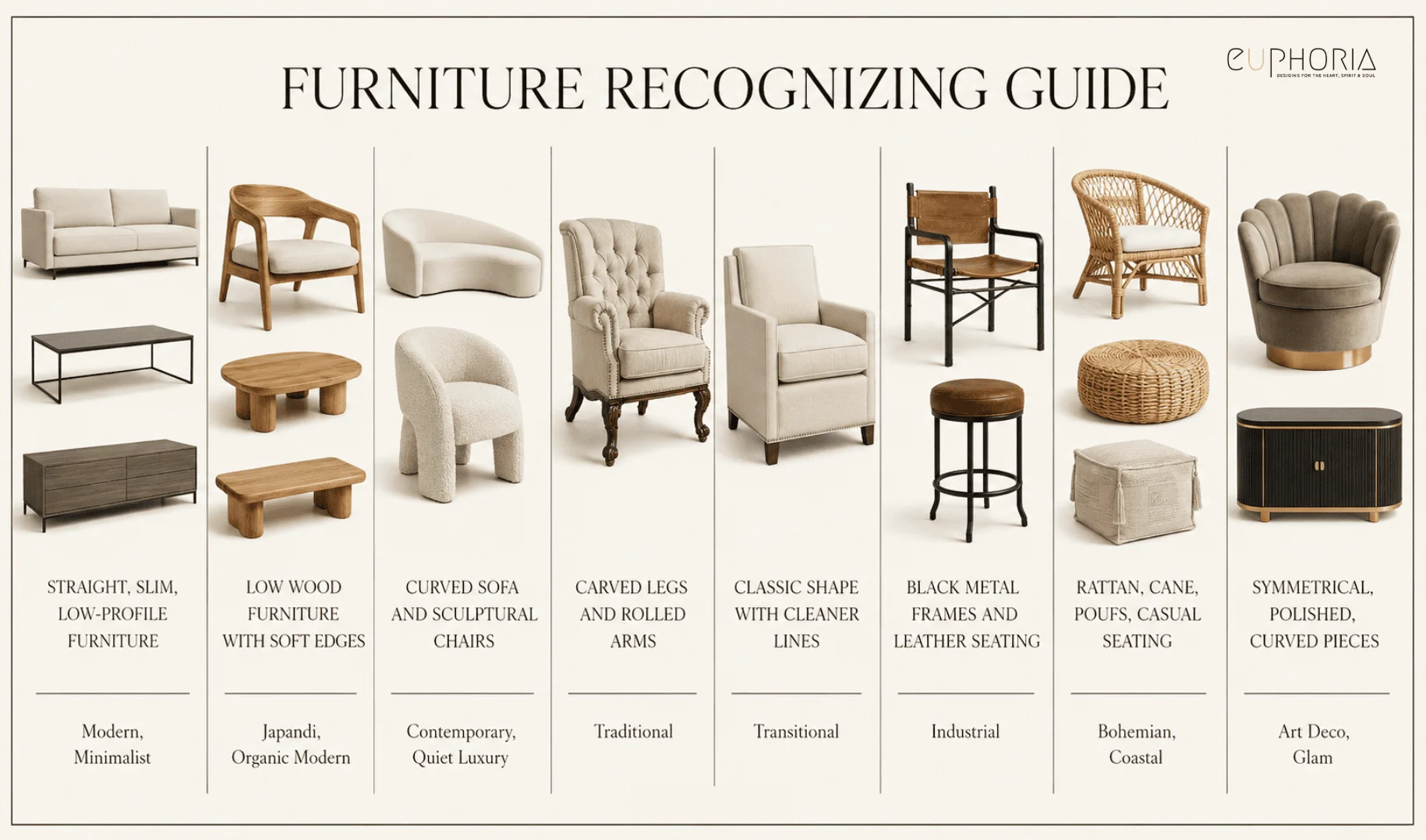 Furniture recorgnising guide for interior design style