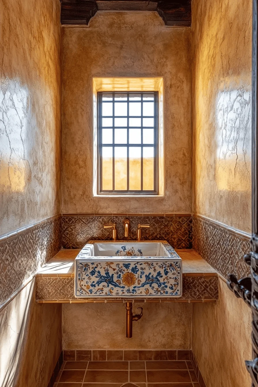 Glazed Ceramics Tuscan Style Bathroom Design Ideas
