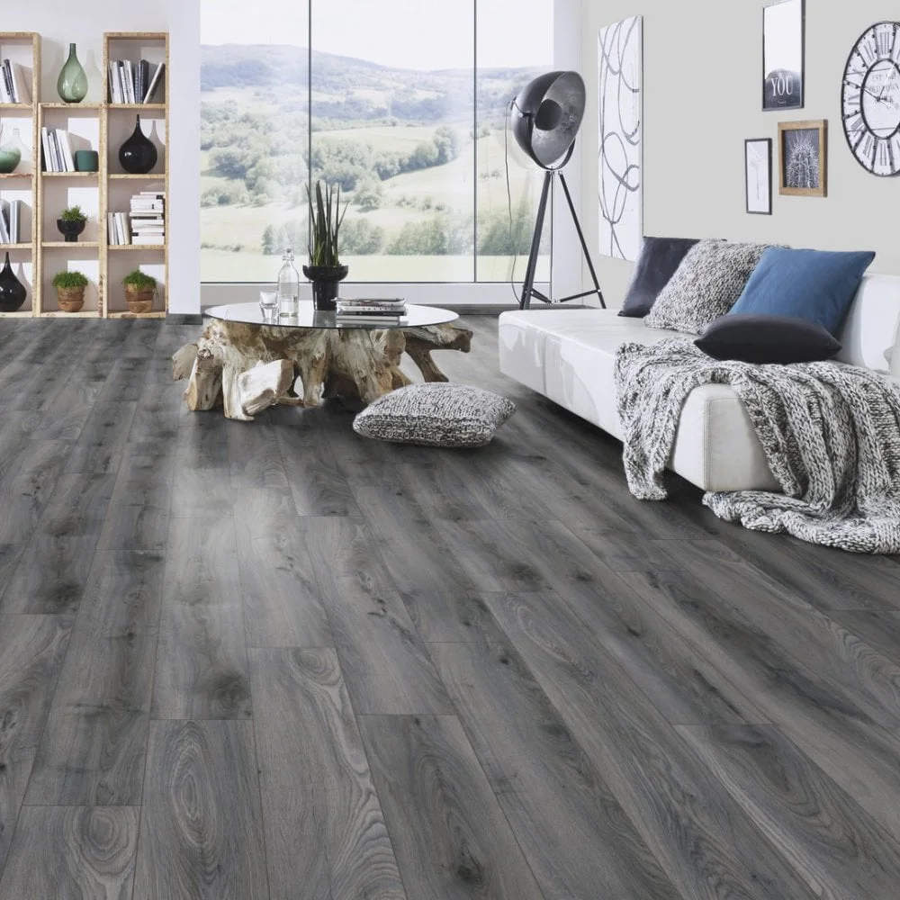 Grey and Cool Flooring Living room