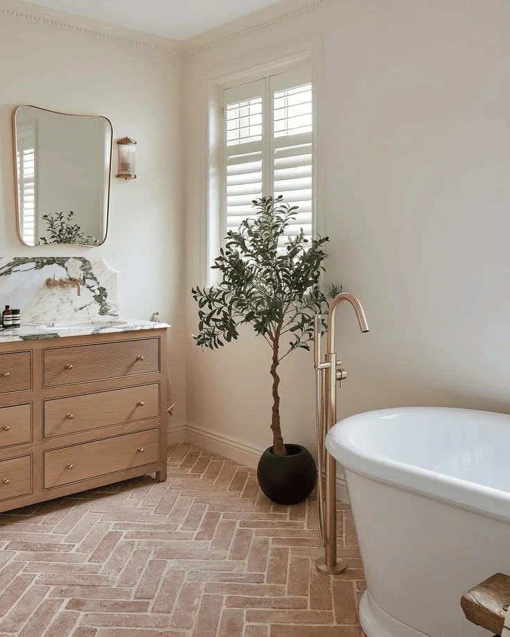 Herringbone Terracotta Tiles Tuscan style interiors