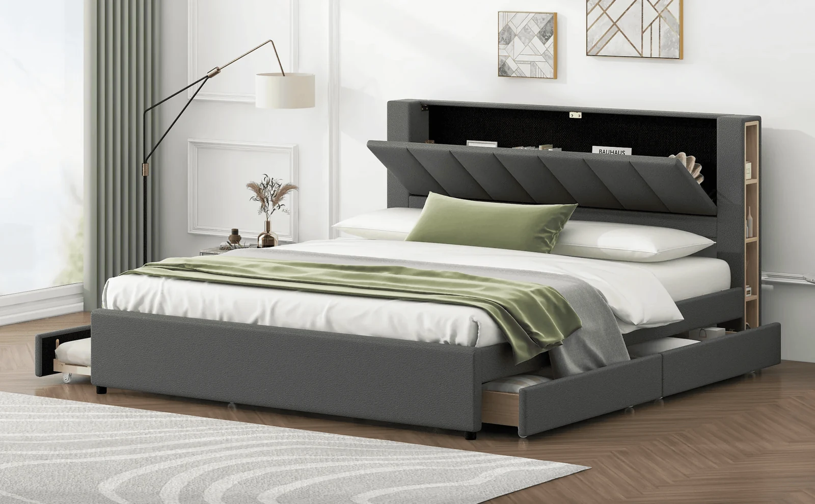 hidden headboard storage