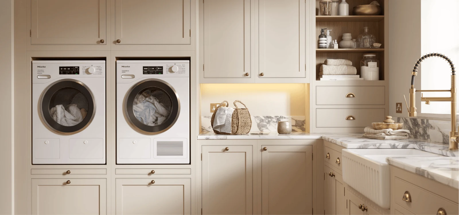hidden laundry storage cabinets