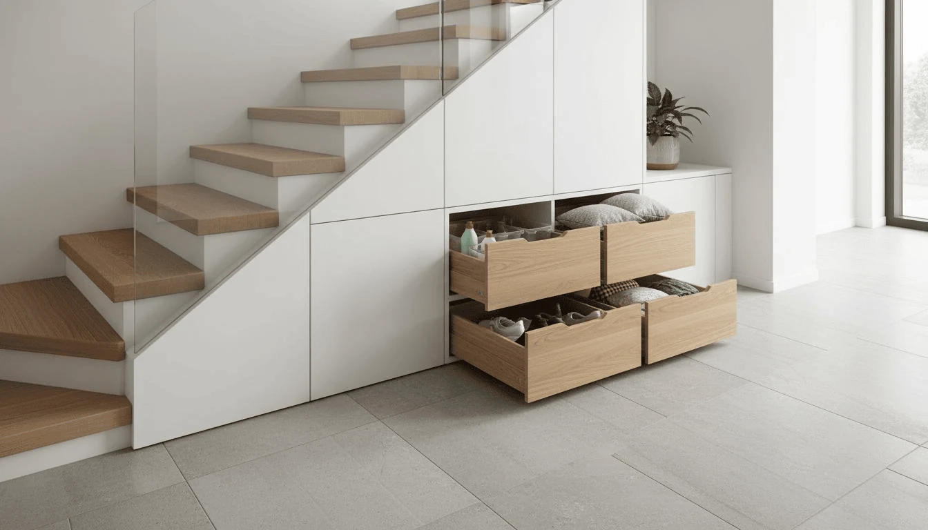 under stair pull out drawers hidden storage ideas