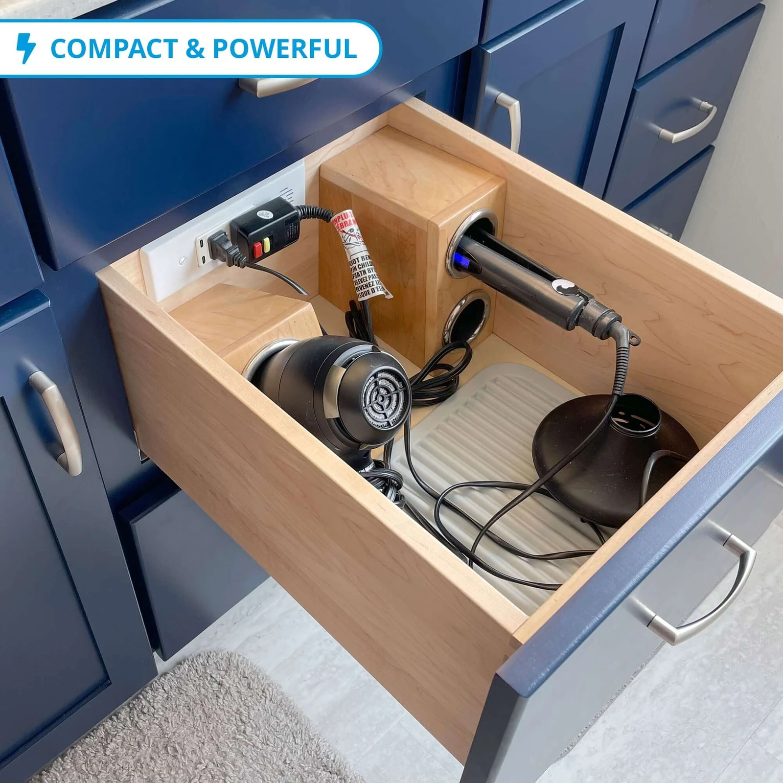 bathroom remodel ideas with hidden vanity drawer organisers and a power dock