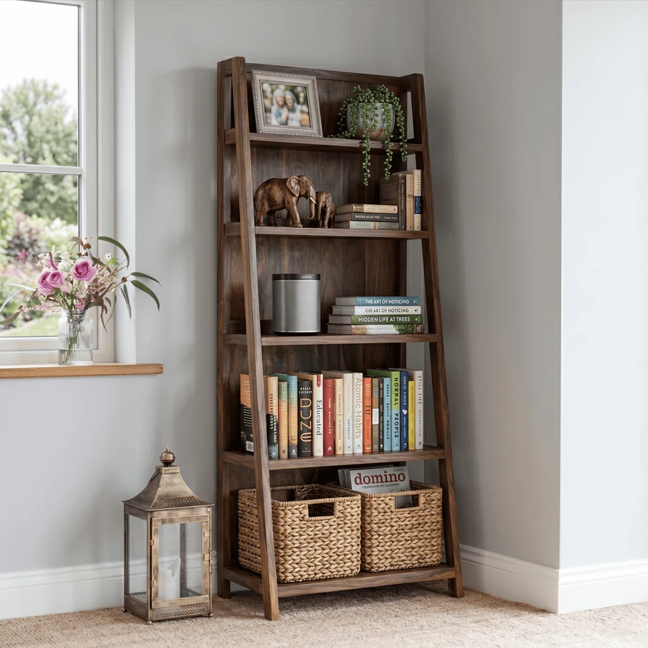 compact ladder shelving home library