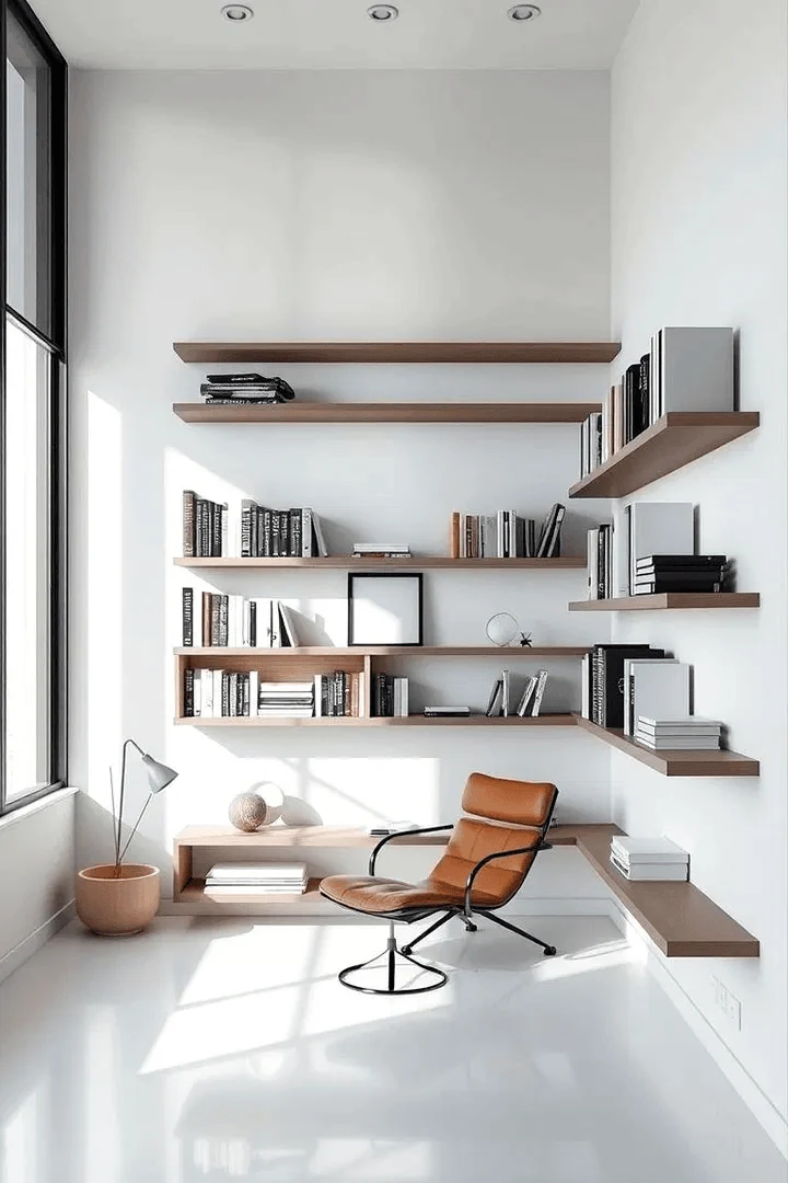 floating shelf home libraries