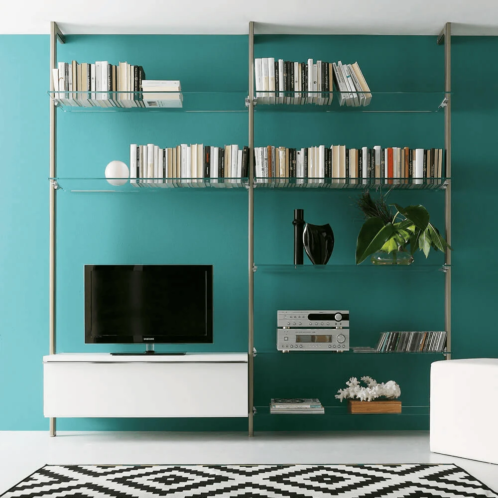 glass and metal contemporary libraries home library