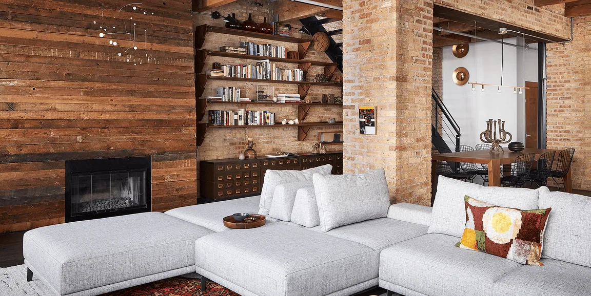 Industrial style Room with brick, concrete, metal, or leather