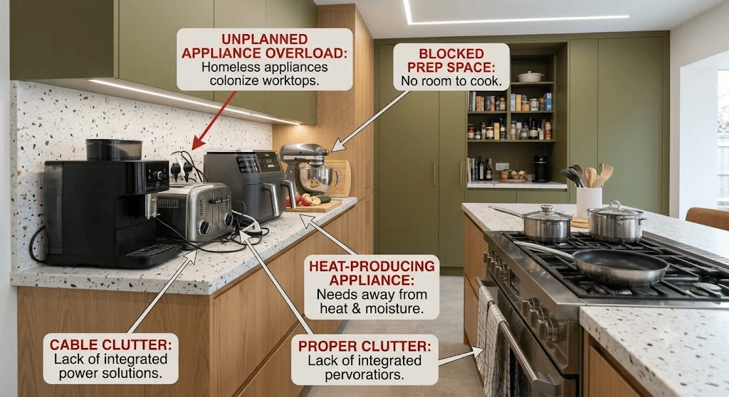 kitchen with cluttered countertop