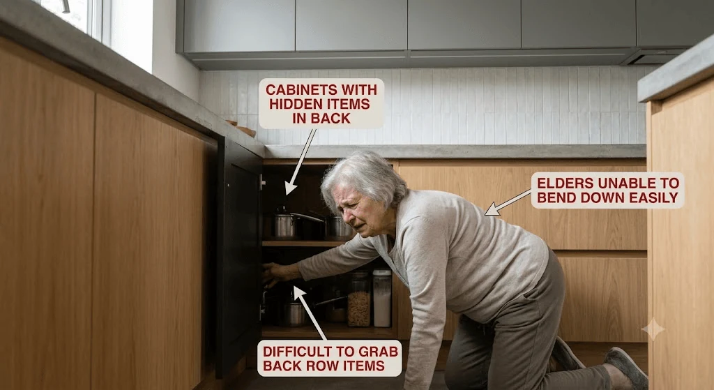 kitchen with low cabinets and deep storage space