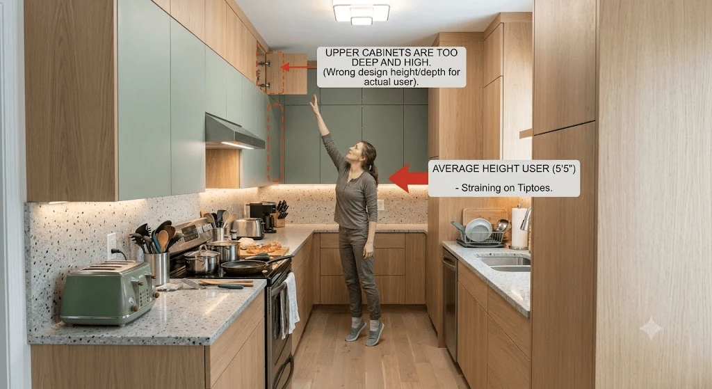modern kitchen with tiptoe problem