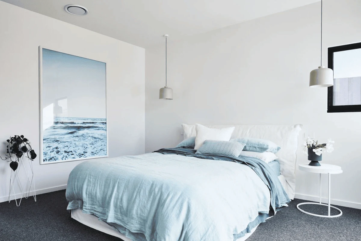 Light Blue Accents Minimalist Bedroom Design Idea