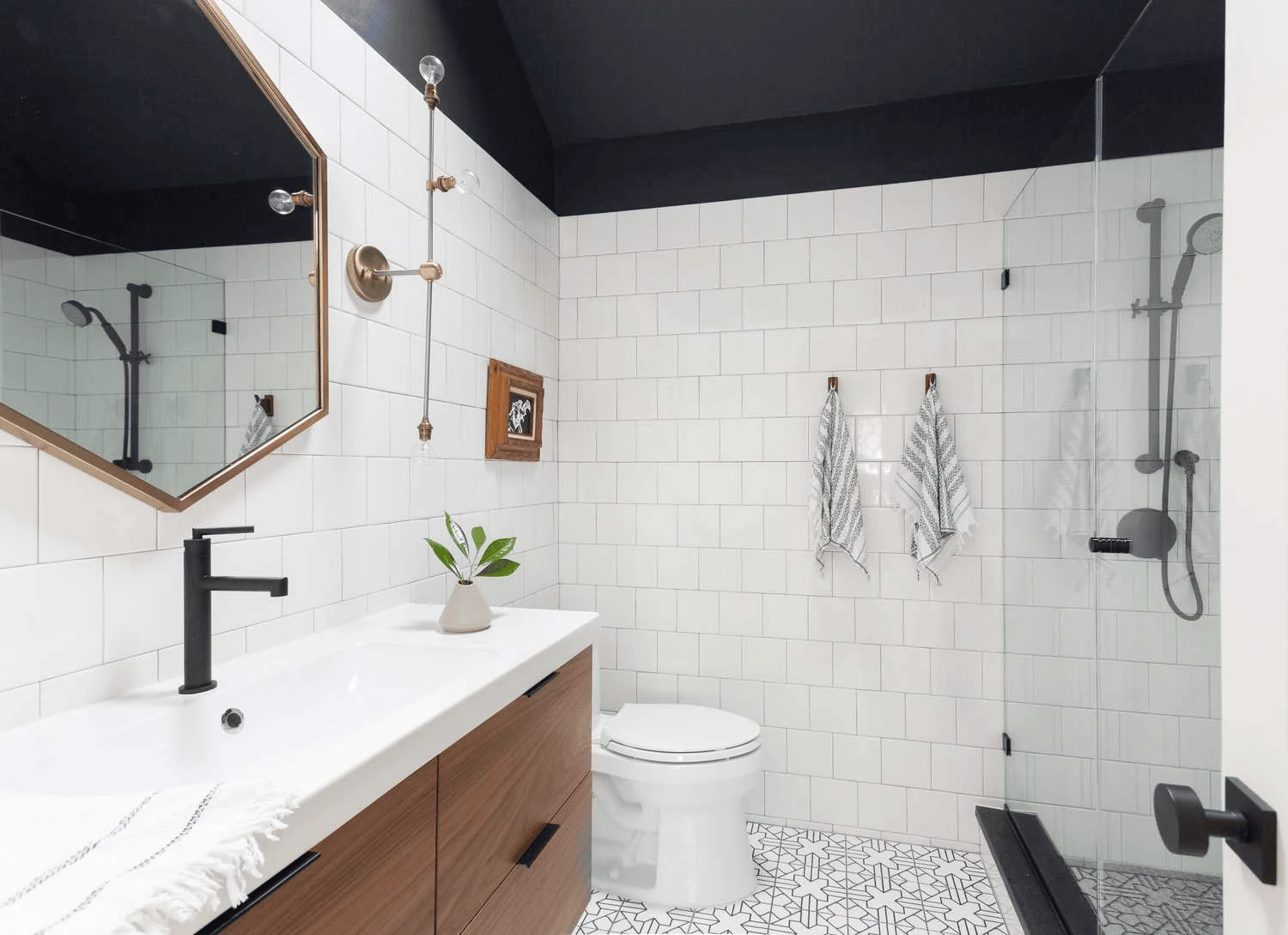 modern bathroom designs with matte black tapware and hardware