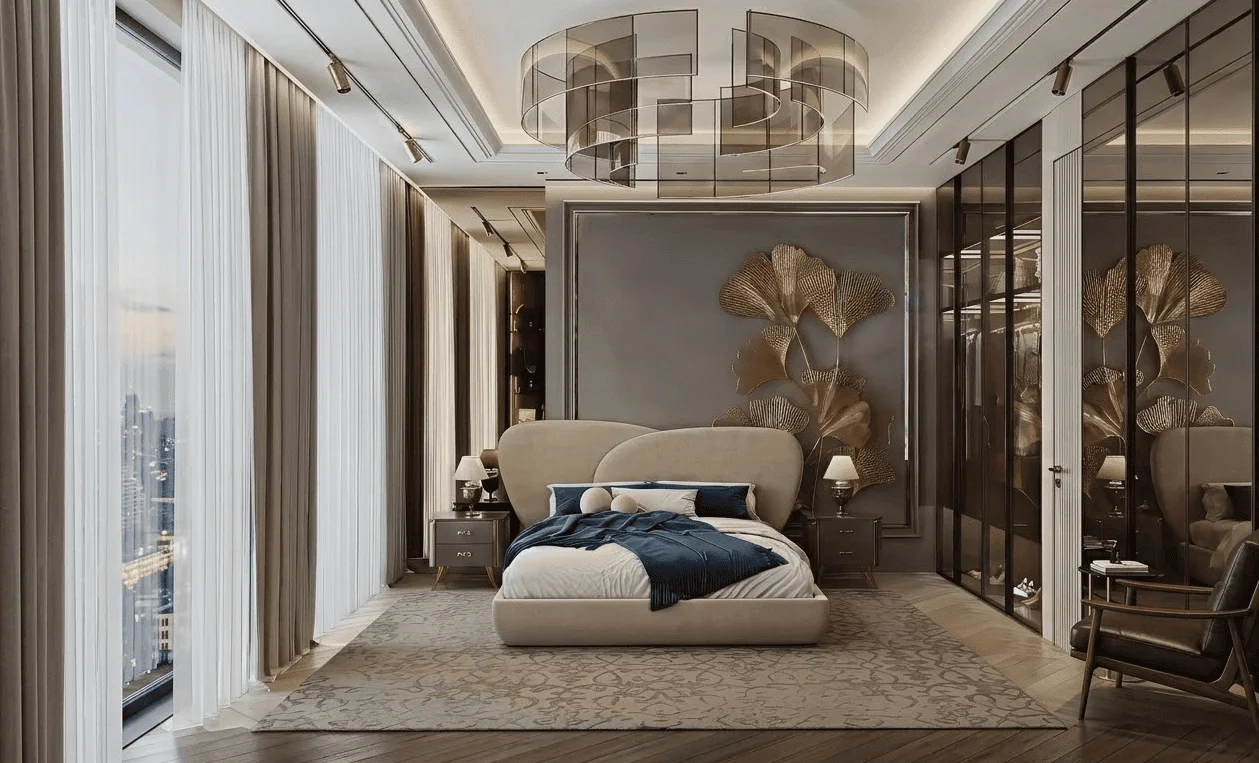 Metal Artwork Elegant Bedroom Design