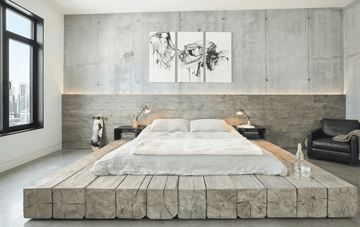 Minimalist Log Bedroom Design Idea