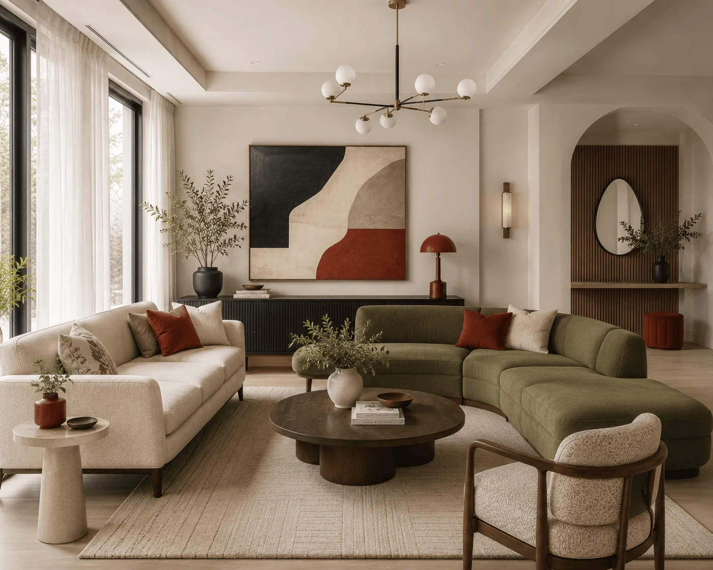 mismatched sofas use the 60 30 10 rule