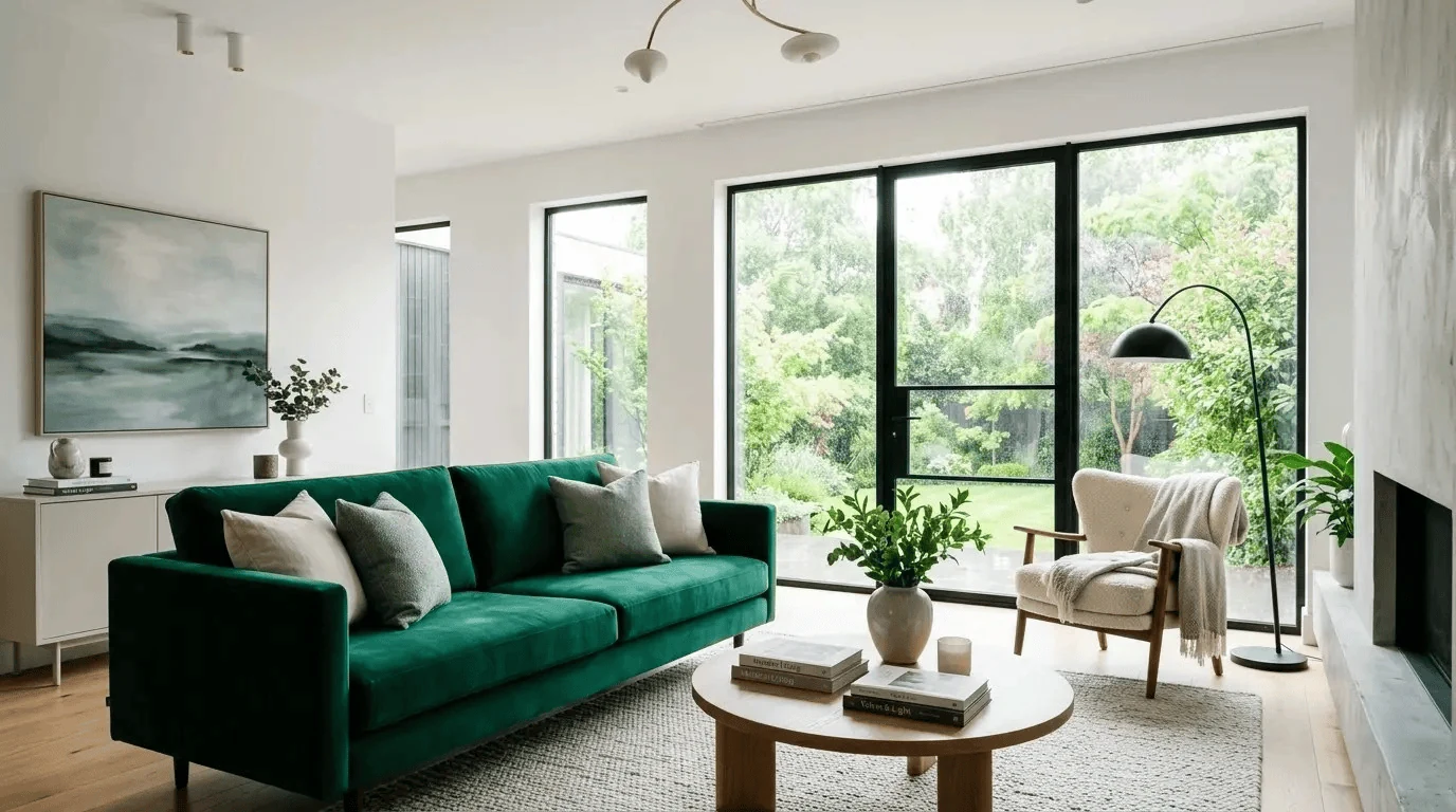 mismatched sofas bold colour sofa with neutral colour single chair