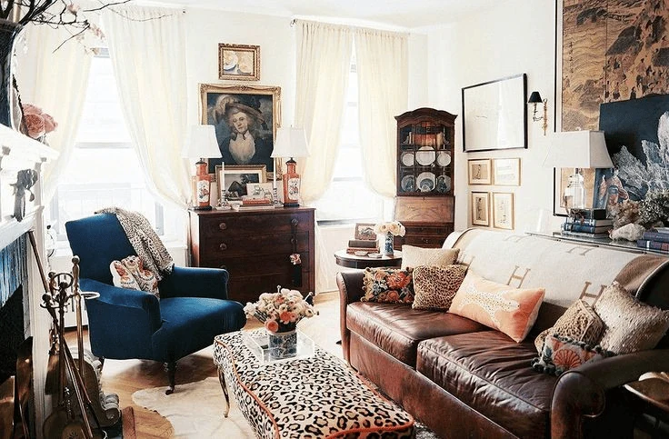 mismatched sofas leather and fabric sofa
