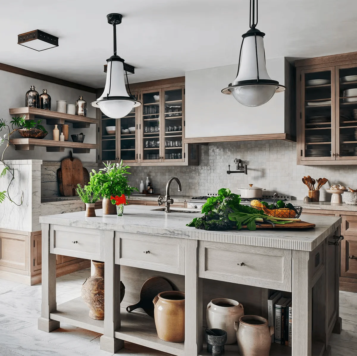 modern Artisanal Earthy Island kitchen design