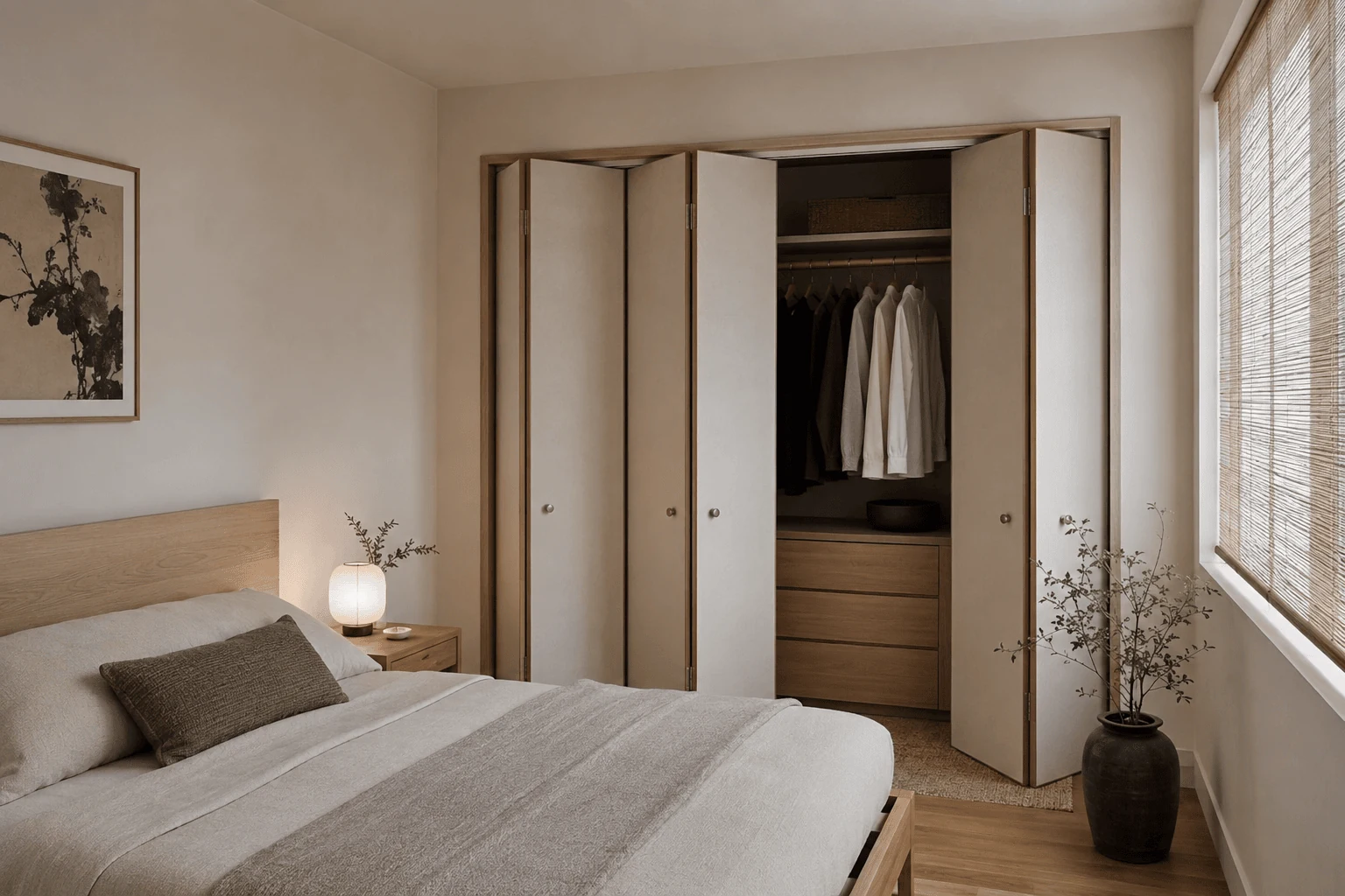 choose bi fold doors for wider access in less space modern wardrobe design