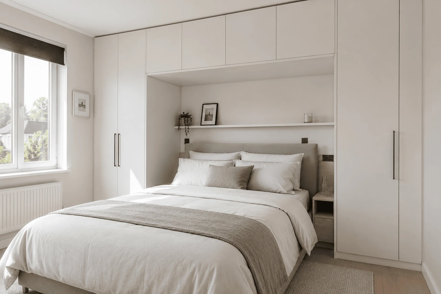 frame the bed with a bridge wardrobe