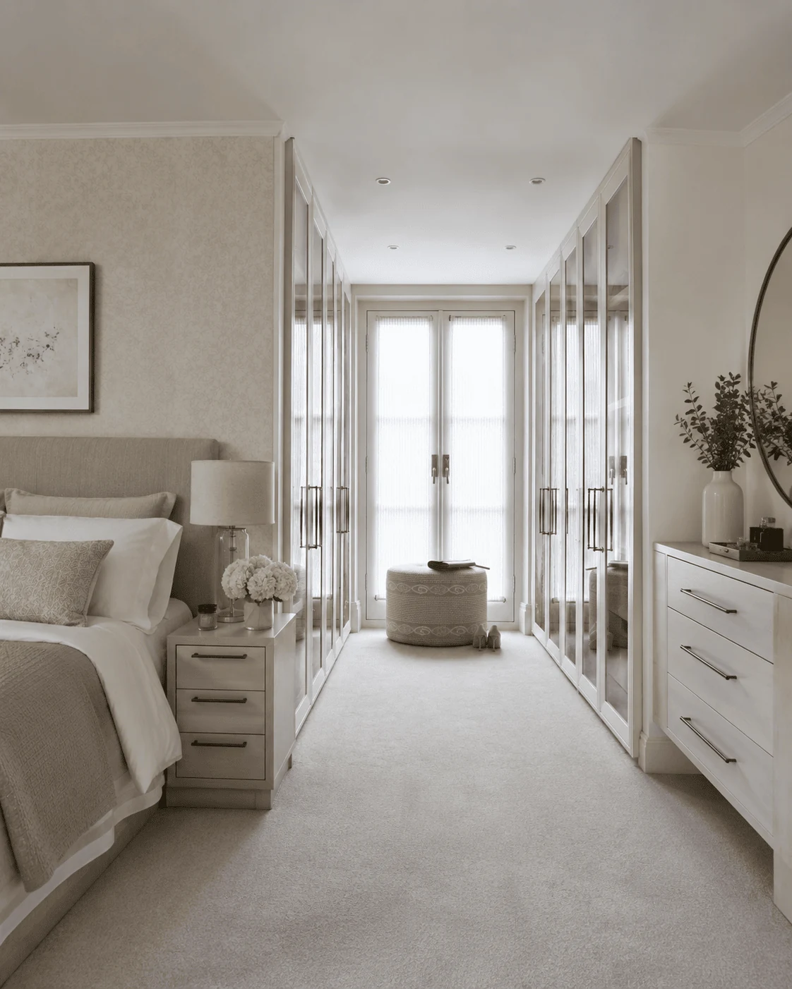 use a parallel walk in layout with a clear centre modern wardrobe design